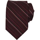 ALARA Mens Slim Tie 2.75 Black Red Silver Silk Stripe Designer Dress Necktie $80