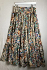 Natural Life Hanna Colorful Maxi Skirt Women’s Size XL Paisley Smocked Bohemian - Picture 1 of 6