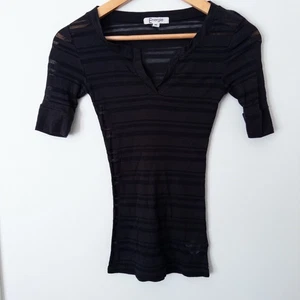 Y2K Energie Black Sheer Striped Top Juniors Small Fitted Goth Mall Indie Sleaze - Picture 1 of 7