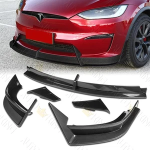 FOR 22-25 TESLA MODEL X PAINTED CARBON FRONT BUMPER LIP SPOILER SPLITTER - Picture 1 of 6