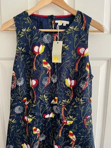 BODEN Back Detail Oriental Bird Cotton Sateen Blue Maxi Dress BNWT UK 16 - Picture 1 of 10