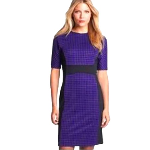 NUOVO Michael Kors abito donna 6 viola pied de poule elasticizzato body con nuovo con etichette $150