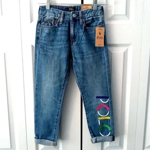 POLO Ralph Lauren Size 7 Girls Logo Slim Fit Cotton Jeans NWT - Picture 1 of 9