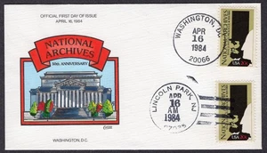 1984 Archivio Nazionale 50° (Scott 2081) - Collins H/P DUAL FDC TD815 - Foto 1 di 1