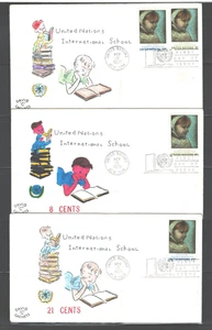 UN INT'L SCHOOL MAIA BY PICASSO, DAVID 'C'CATCHE 3FDCs NY Cds. As per Scan - Picture 1 of 1