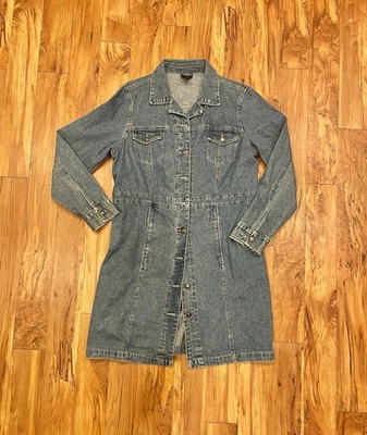 Women’s Vintage Long Sleeve Denim Button Up Dress Western - Image 1 of 4