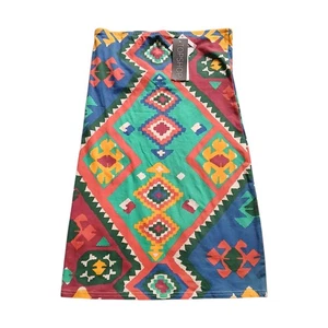 Topshop New Tube Short Mini Dress Colourful Multi Women Summer Size 12 Cotton - Picture 1 of 7