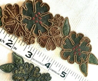 Aplique Bordado Pana Edredón Espalda 2x6" Soutache Flores 1 pieza Foto 1 de 4