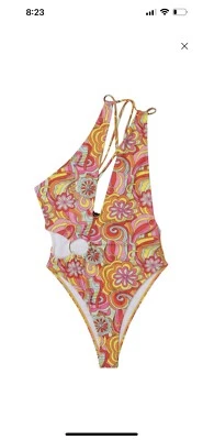 Traje de baño Boohoo para mujer talla 12 años 70 floral bandeau descarado corte alto de una pieza Foto 1 de 4