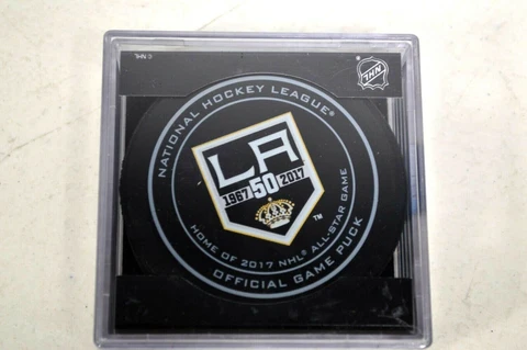 2017 50th Anniversary La Kings Official Game Puck in Case Cover