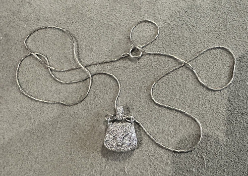 VETEMENTS Collana con ciondolo a mano in argento sterling con zirconi FAS 18"