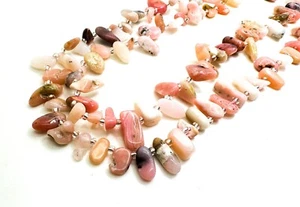 Natural Pink Opal Freeform Chip Irregular Flat Stick Gemstone Beads PGS214 - Picture 1 of 3