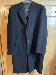 Saks Fifth Avenue Wool & Cashmere Trench Coat Jacket Size 44 Long Button Down - Picture 1 of 11