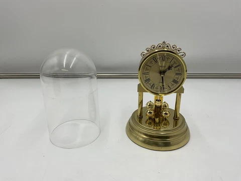 TRENKLE DOME CLOCK- Gold, Battery Operated Quartz Clock, Plastic Desk Clock Cover