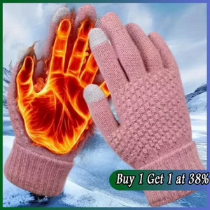 LADIES WOMENS SUPER SOFT WARM COSY FINE KNIT THERMAL WINTER GLOVES PLAIN COLOURS - Picture 1 of 17