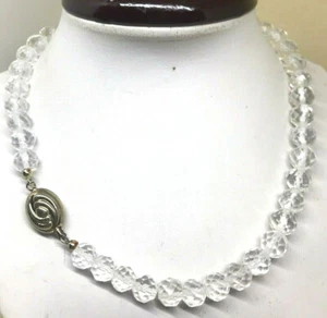 COLLANA IN CRISTALLO DI ROCCA SFACCETTATO 9/10 MM E CHIUSURA IN ARGENTO DORATO - Foto 1 di 10