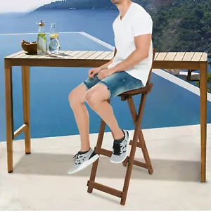 Bamboo Folding Bar Stools Patio Stools For Bar Table, Breakfast Bar, Coffee Bar - Picture 1 of 18