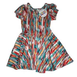 DotDot Smile Toddler Girl Dress Abstract Rainbow Print Cap Sleeve 12-24 Months - Picture 1 of 7