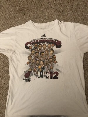 Miami Heat Campeones de la NBA 2012 Adidas Camiseta Blanca Para Hombre Talla Grande Lebron #6 Foto 1 de 4
