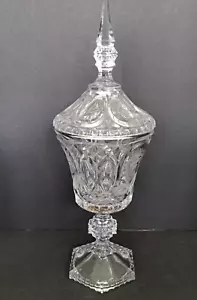 Heavy Crystal Glass Floral Compote Candy Bonbonniere Dish Pedestal Finial Lid 16 - Picture 1 of 10