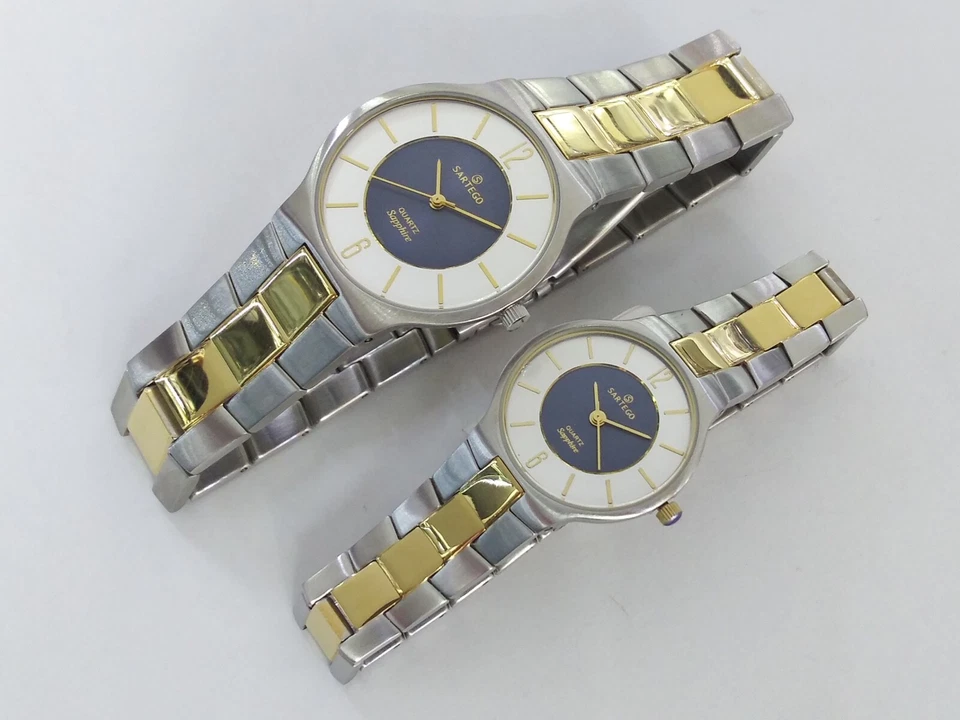 Sartego Seville Quartz Sapphire stainless steel COUPLE watch PAIR SVQ863 SVQ443  - Image 1 of 4