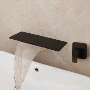 Bathroom 2PCS Widespread Waterfall Wall Mount Single Handle Mixer Faucet Tap - Picture 1 of 12