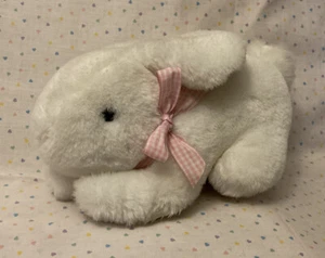 "Cinta de guinga rosa de 9"" de peluche agachado con conejito blanco Chosun vintage" - Imagen 1 de 7