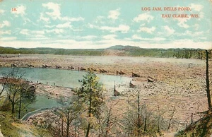 Postal Dells Pond Wisconsin Log Jam dividida sin publicar C 1915 - Imagen 1 de 2