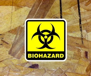 Biohazard Decal Yellow Infectious Waste Cleanable Durable Vinyl Decal Sticker - Picture 1 of 1