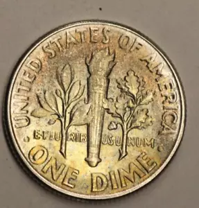 1956 Roosevelt Dime UNC/AU Toning Rainbow - Picture 1 of 3