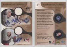 2005 SP Game Used Edition Authentic Fabrics Dual /25 Matt Stajan Eric Staal Auto