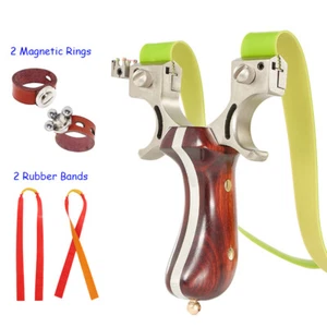 Professional Hunting Shooting Slingshot with 1mm Extra Thick Rubber Bands, Rings - Picture 1 of 12