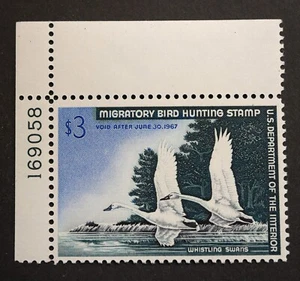RW33 Federal Duck Hunting Stamp w/ block #, MNH, OG, 1966 stamps collectibles - Picture 1 of 2
