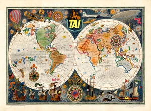 TAI Transports Aeriens Intercontinentaux Vintage A1 High Quality Art Print - Picture 1 of 1