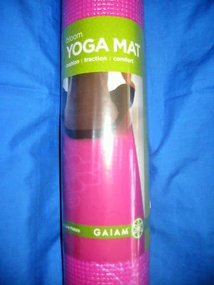 Gaiam Print Bloom Yoga Pilates Exercise Mat Fuchsia 68"L x 24"W x 0.15"Thick