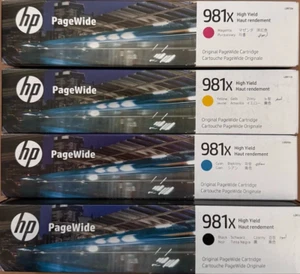 GENUINE HP 981X HI-YLD Cartridge L0R09A-L0R12A PageWide 556 586 set - Photo 1/1