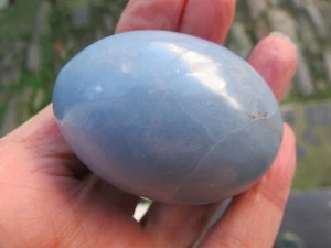 Angelite Healing crystal Egg polished blue angelic compassion Throat chakra 129g - Picture 1 of 12