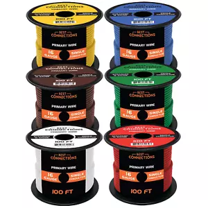 16 Gauge Car Audio Primary Wire (100ft–6 Rolls)– Remote, Power/Ground Electrical - Picture 1 of 9