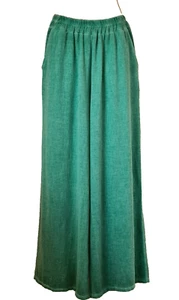 Italian Lagenlook Washed Linen Trousers Stretch Waist Pockets One Size UK 10-14 - Picture 1 of 14