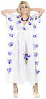 La Leela Women's Kaftan Cover Ups Beach Dress Nightwear Us 16-32W White_S946