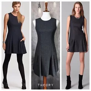 $325 THEORY Lemia Fern Dress - Virgin Wool w/Pockets~Fit & Flare Sheath~Size 2 - Picture 1 of 12