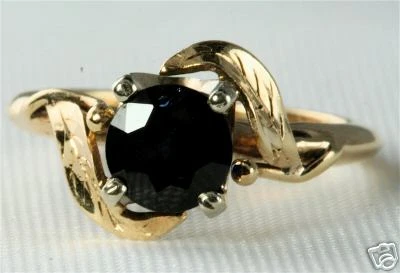 ANILLO ZAFIRO VINTAGE ORO 14K 3/4 QUILATES CON HOJAS Foto 1 de 2