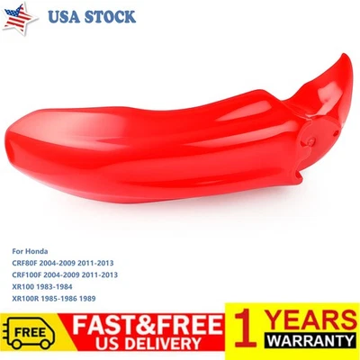 Guardabarros delantero para Honda 2004-2009 2011-2013 CRF80 CRF100 F plástico guardabarros rojo Foto 1 de 4