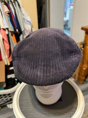 Men's Timberland Large Navy Corduroy Flat Cap with Tan Trim - Image 1 of 4