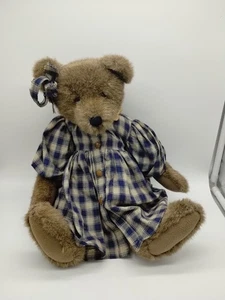 Boyds Bears Plush Eugenia Archive Collection Bear 16" in Blue Plaid Dress - Picture 1 of 9