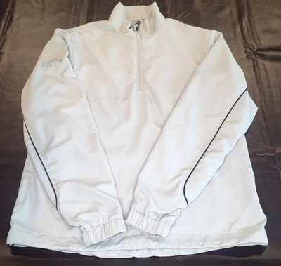 Pulôver Callaway Golf 1/4 zíper camisa vento bege masculino tamanho médio série X - Imagem 1 de 4