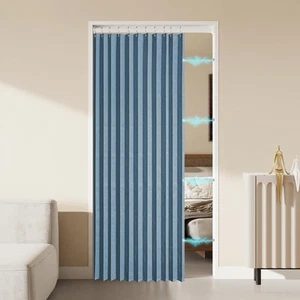 Tende per Porta Patio Magnetiche Pieghevoli in Lino con Tiranti - Fisarmonica... - Foto 1 di 7