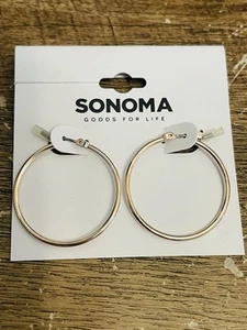 Sonoma Rose Gold Tone Hoop Earrings 1.25” New Simple Elegant - Picture 1 of 4
