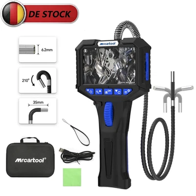MRCARTOOL Endoskopkamera 2-Way 210° Endoskop Inspektion Kamera Mit licht 6.2mm Lens KFZ