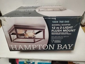 Hampton Bay Boswell Quarter 12.5" 2-Light Brush Nickel Flush Mount - Picture 1 of 1